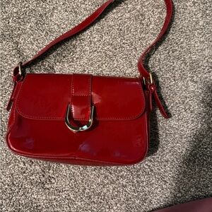 Elegant Glossy Red Crossbody Bag